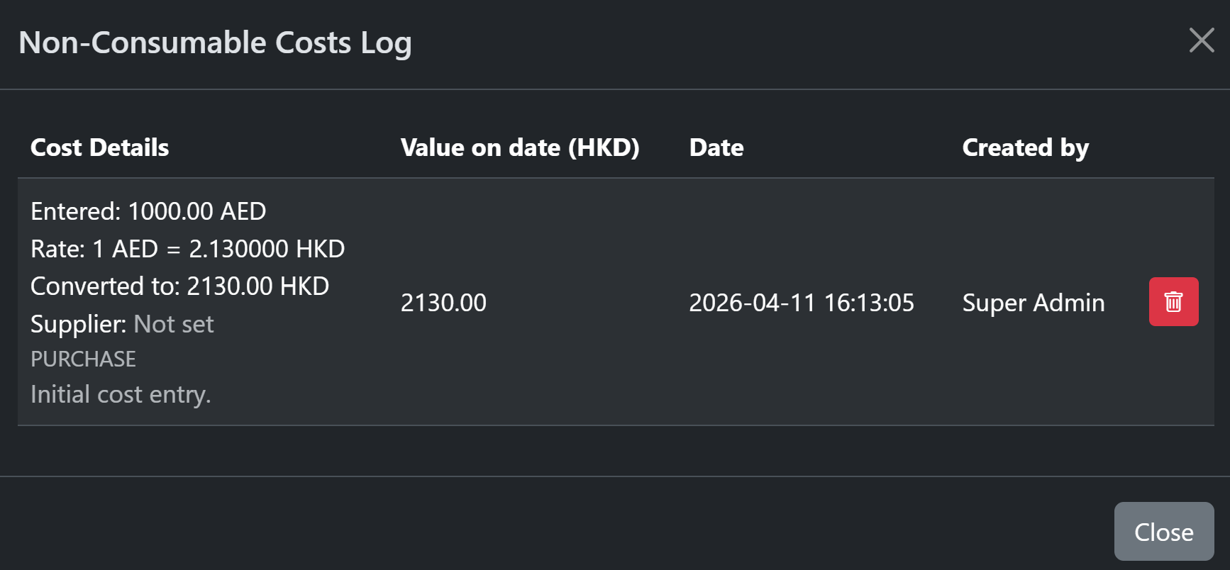 Financial screenshot
